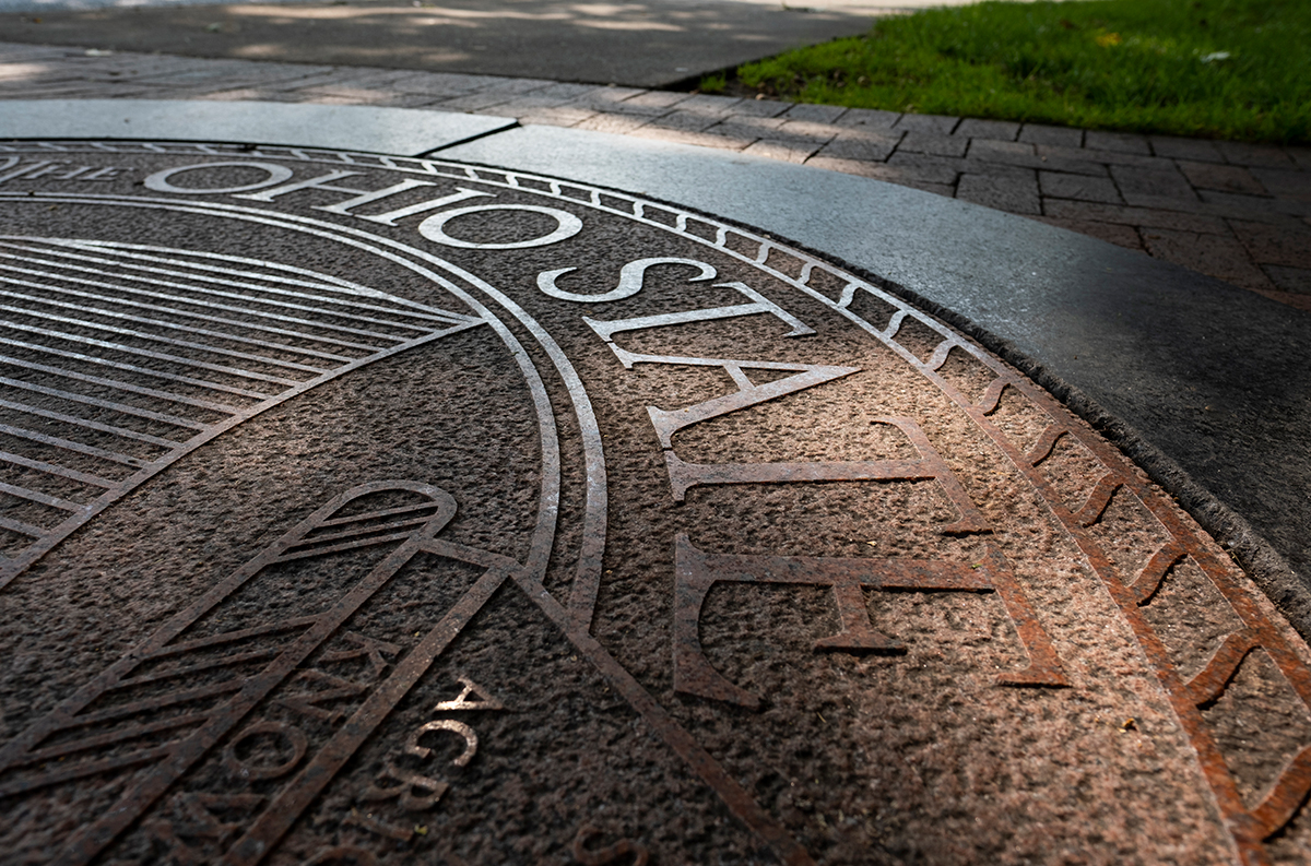 Details of The Ohio State University seal on the Oval