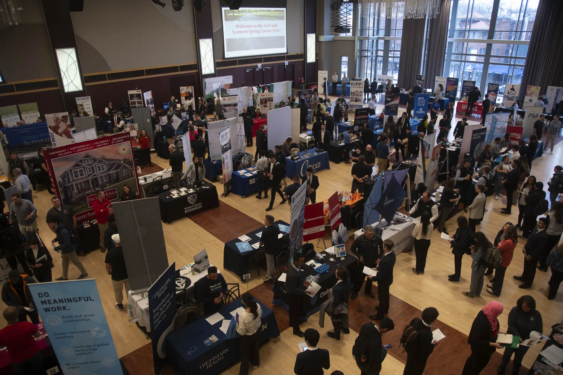 Students and employers interacting at Spring Career Fair